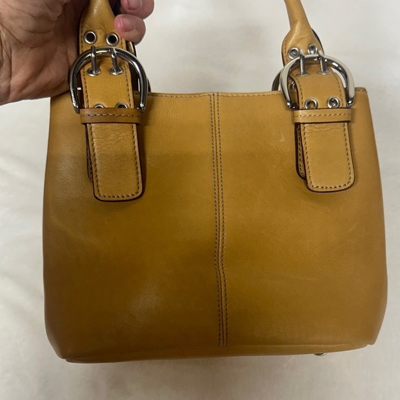Tignanello Mustard Leather Satchel with Buckle Details - Picture 2 of 15